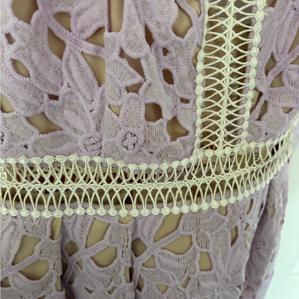 Aqua Lavender Lace Dress, Large - Picture 4 of 5